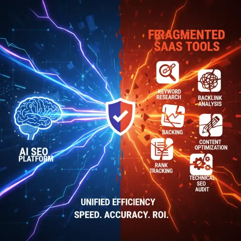 Nexus AI: Unified AI SEO platform versus fragmented SaaS tools.